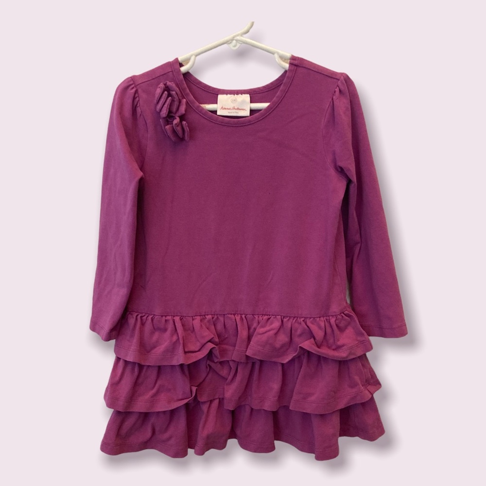 Hanna Andersson ruffle dress 100 cm purple 4t